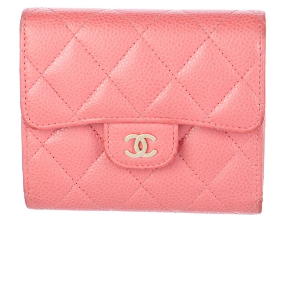 CHANEL Coral Pink Quilted CC Flap Wallet